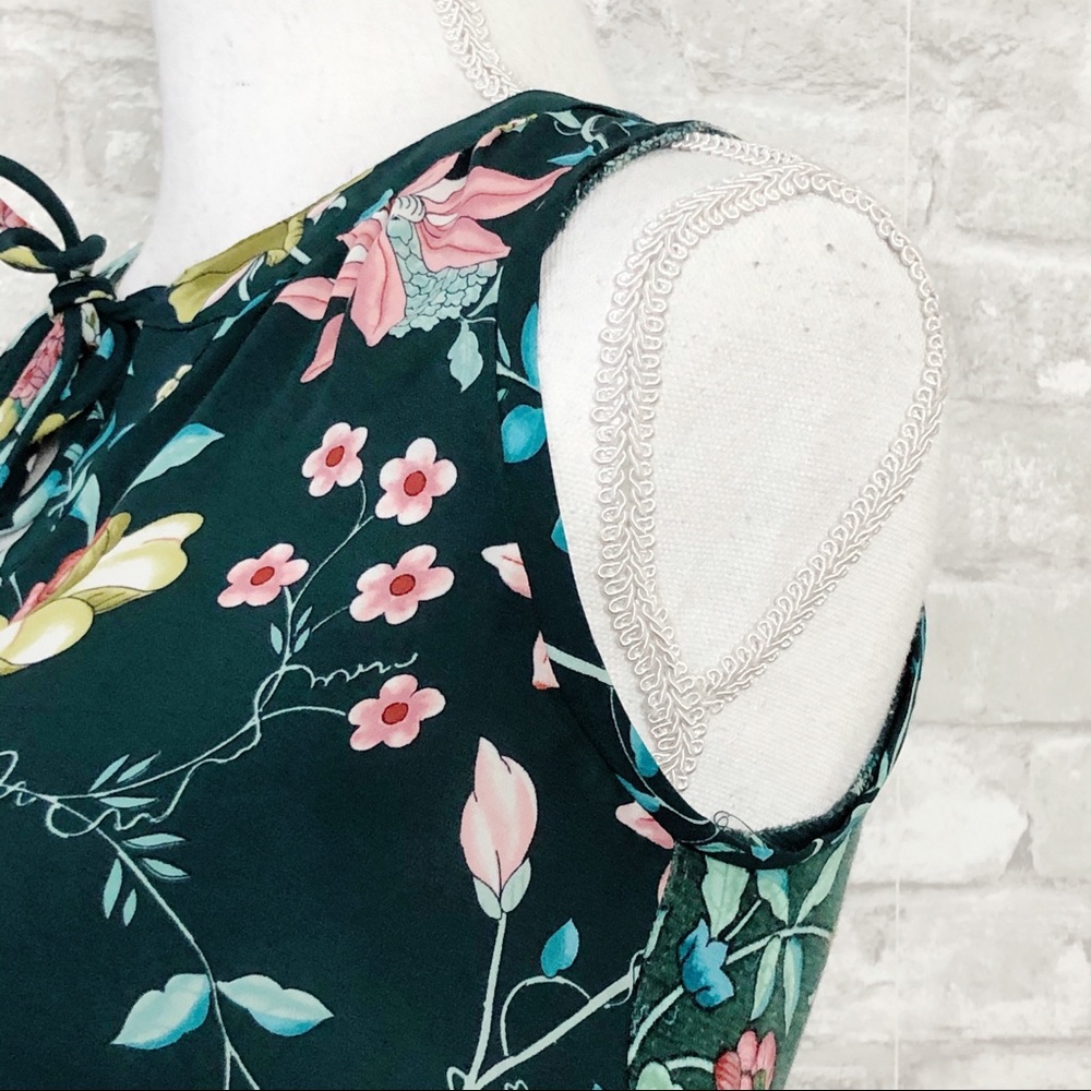 LOFT Green Floral Print Tank Top Size XXS - Picture 7 of 16